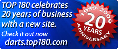 TOP 180 celebrates 20 years of business with a new website - Check it out! darts.top180.com